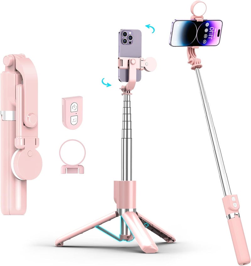 NOOX Selfie Stick with Rechargable Remote & Light (1PC), Tripod for iPhone, Cell Phone Stand for Video Recording, Portable Travel Essentials Smartphone Mount Holder, Extendable Vlogging Filming Accessories - Image 1